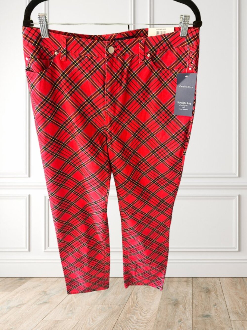 Charter Club Red Tartan Plaid Ankle Pants NWT Size 12
